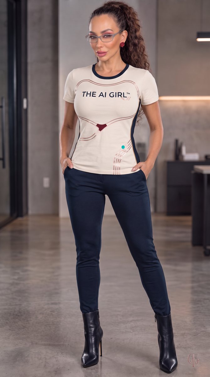 THE AI GIRL™ Heartline Tee, Bone